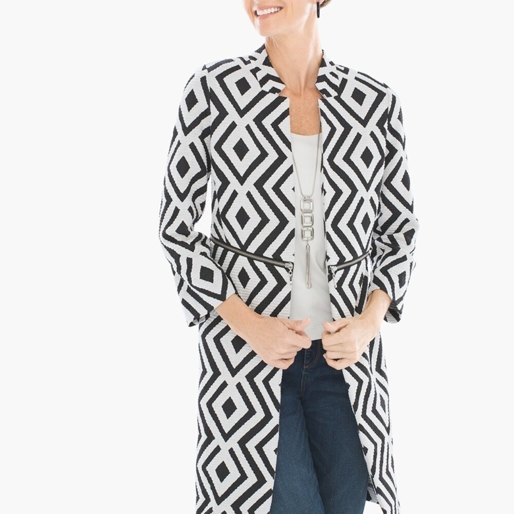 Chico's Black and White Geometric Dress